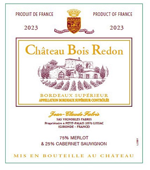 TABC label artwork for Chateau Bois Redon Bordeaux Superieur