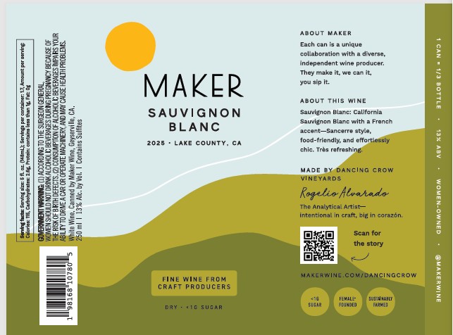 TABC label artwork for MAKER SAUVIGNON BLANC CA - LAKE