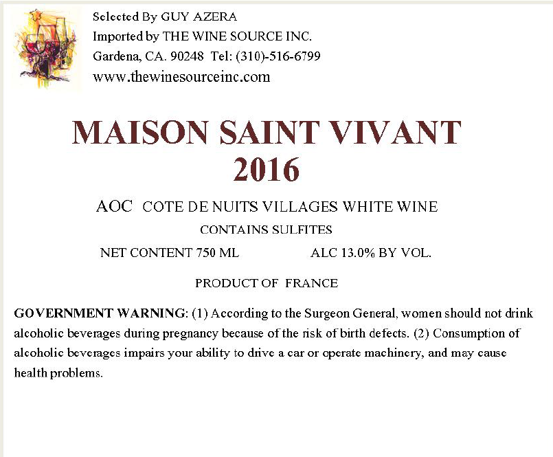 TABC label artwork for COTES DE NUITS-VILLAGES MAISON SAINT VIVANT