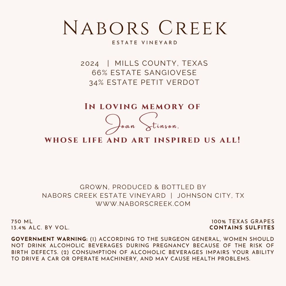 TABC label artwork for Nabors Creek Joans Rouge