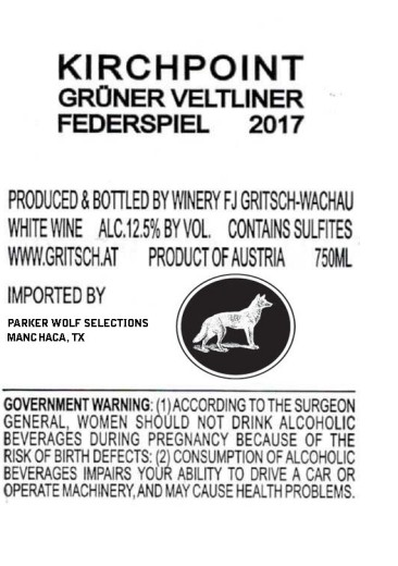 TABC label artwork for GRITSCH Kirchpoint Gruner Veltliner
