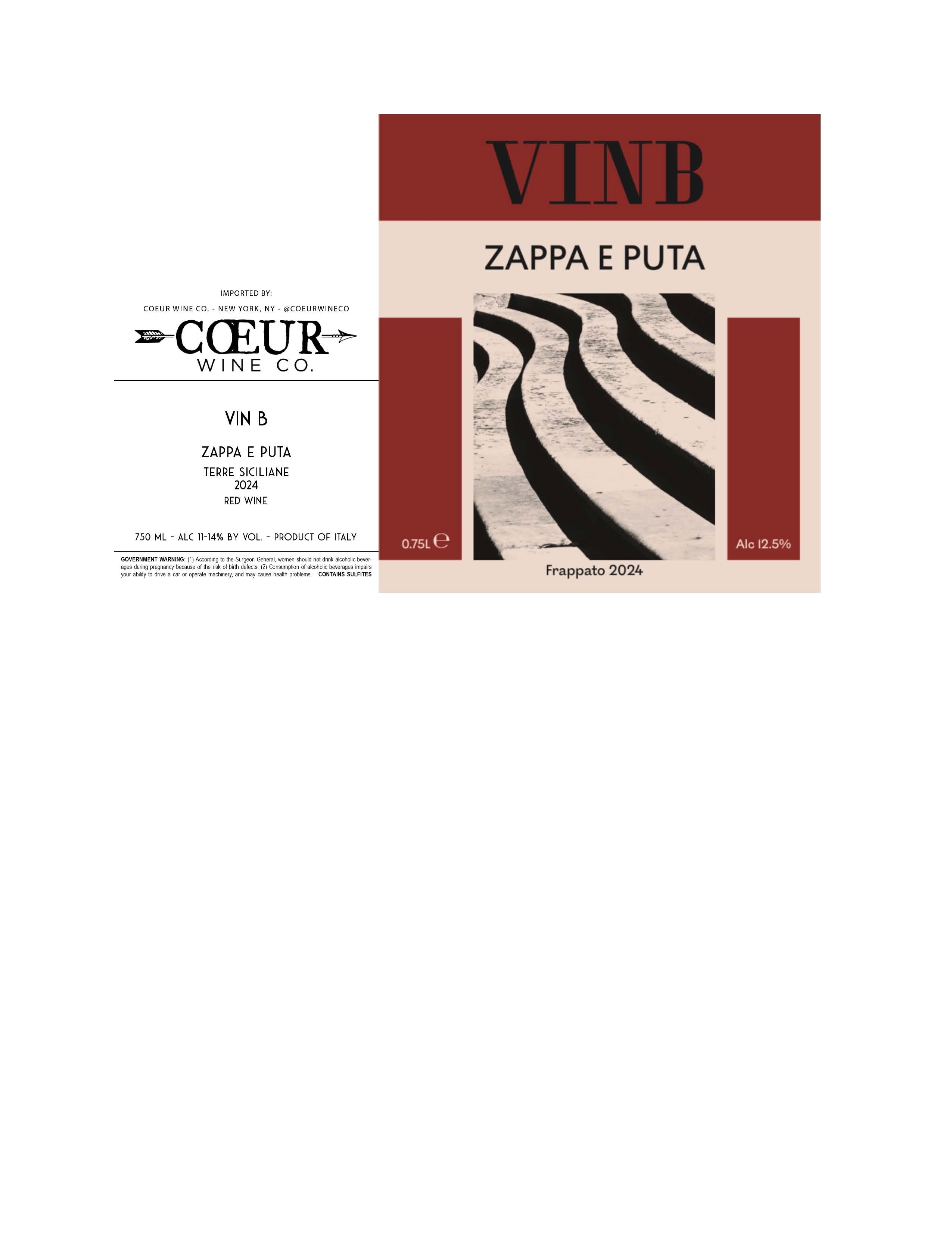 TABC label artwork for Vin B Frappato 'Zappa e Puta' Terre Siciliane
