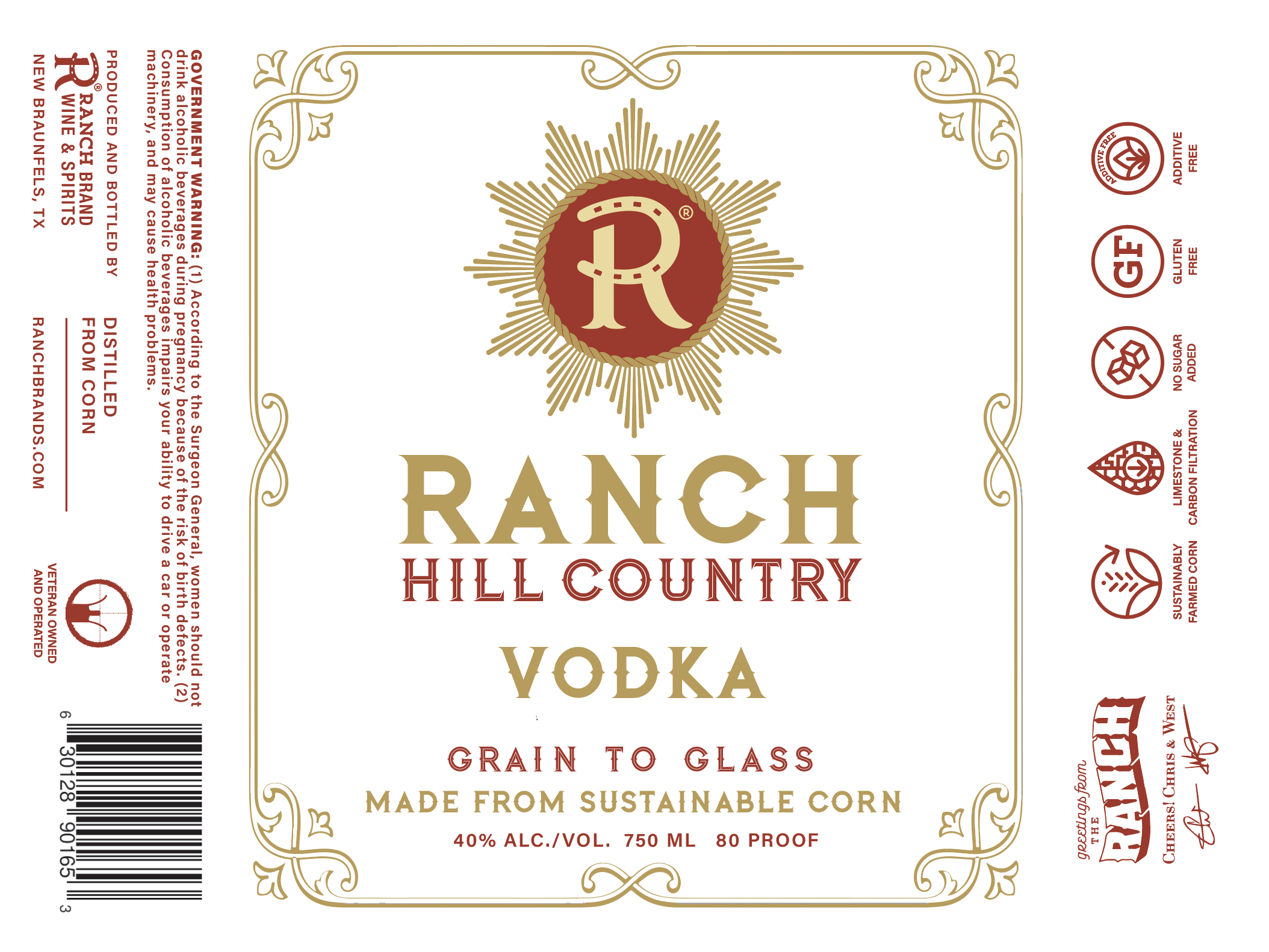 TABC label artwork for Ranch Vodka