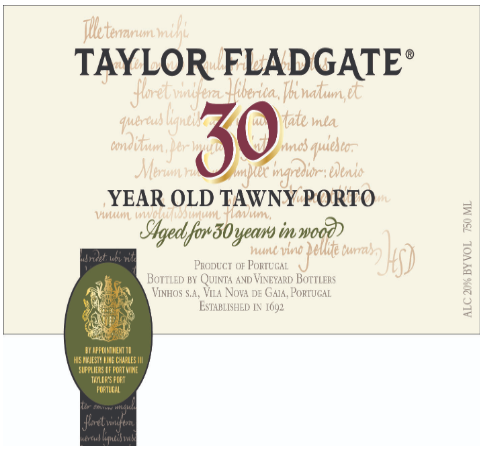 TABC label artwork for Taylor Fladgate 30 Year Aged Tawny Porto