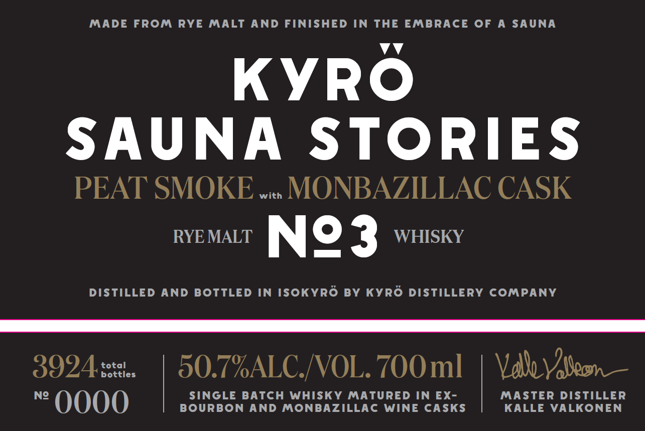 TABC label artwork for Kyro Sauna Stories Rye Malt No.3 Whisky