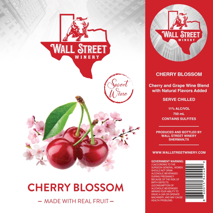 TABC label artwork for WALL STREET WINERY CHERRY BLOSSOM