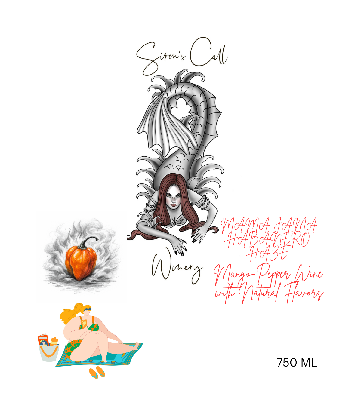 TABC label artwork for SIRENS CALL WINERY MANGO PEPPER