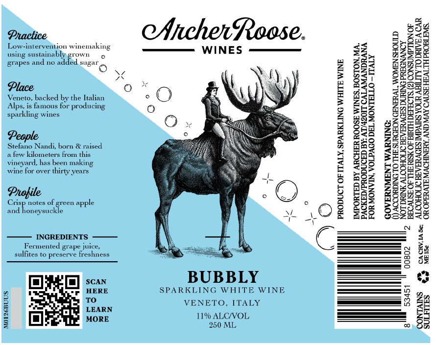 TABC label artwork for Archer Roose Bubbly