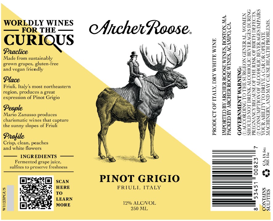 TABC label artwork for Archer Roose Pinot Grigio
