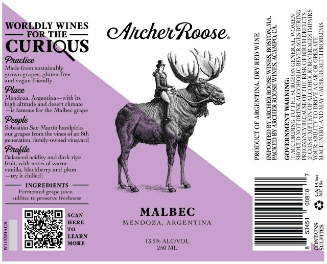 TABC label artwork for Archer Roose Malbec