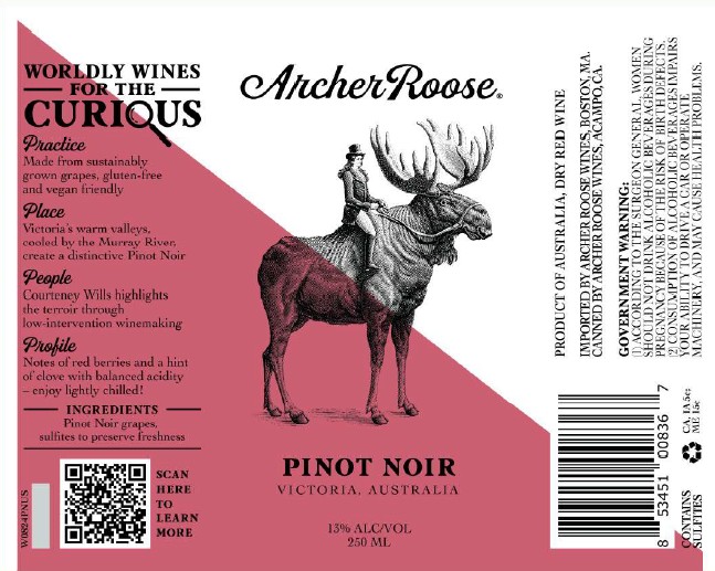 TABC label artwork for Archer Roose Pinot Noir
