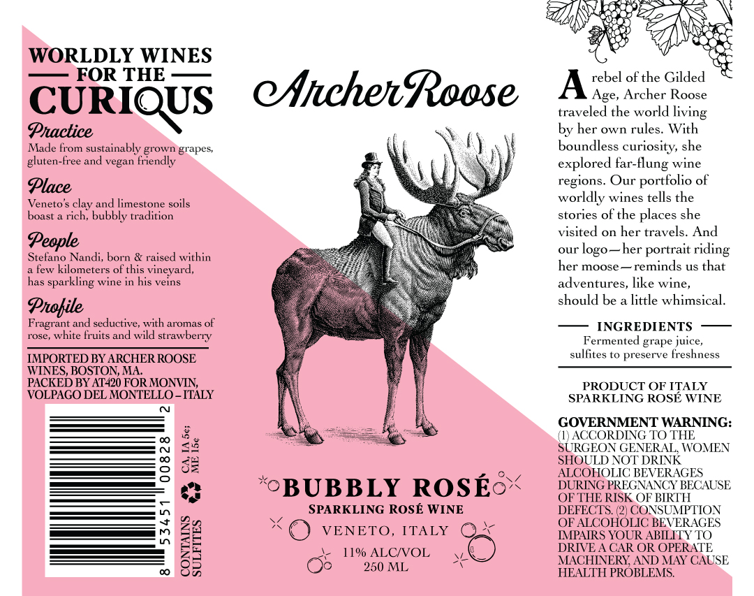 TABC label artwork for Archer Roose Bubbly Rose