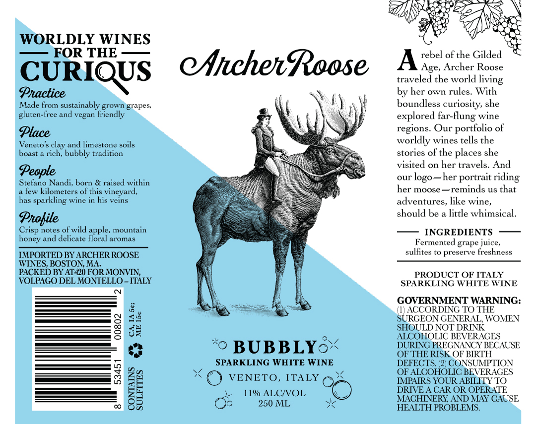 TABC label artwork for Archer Roose Bubbly