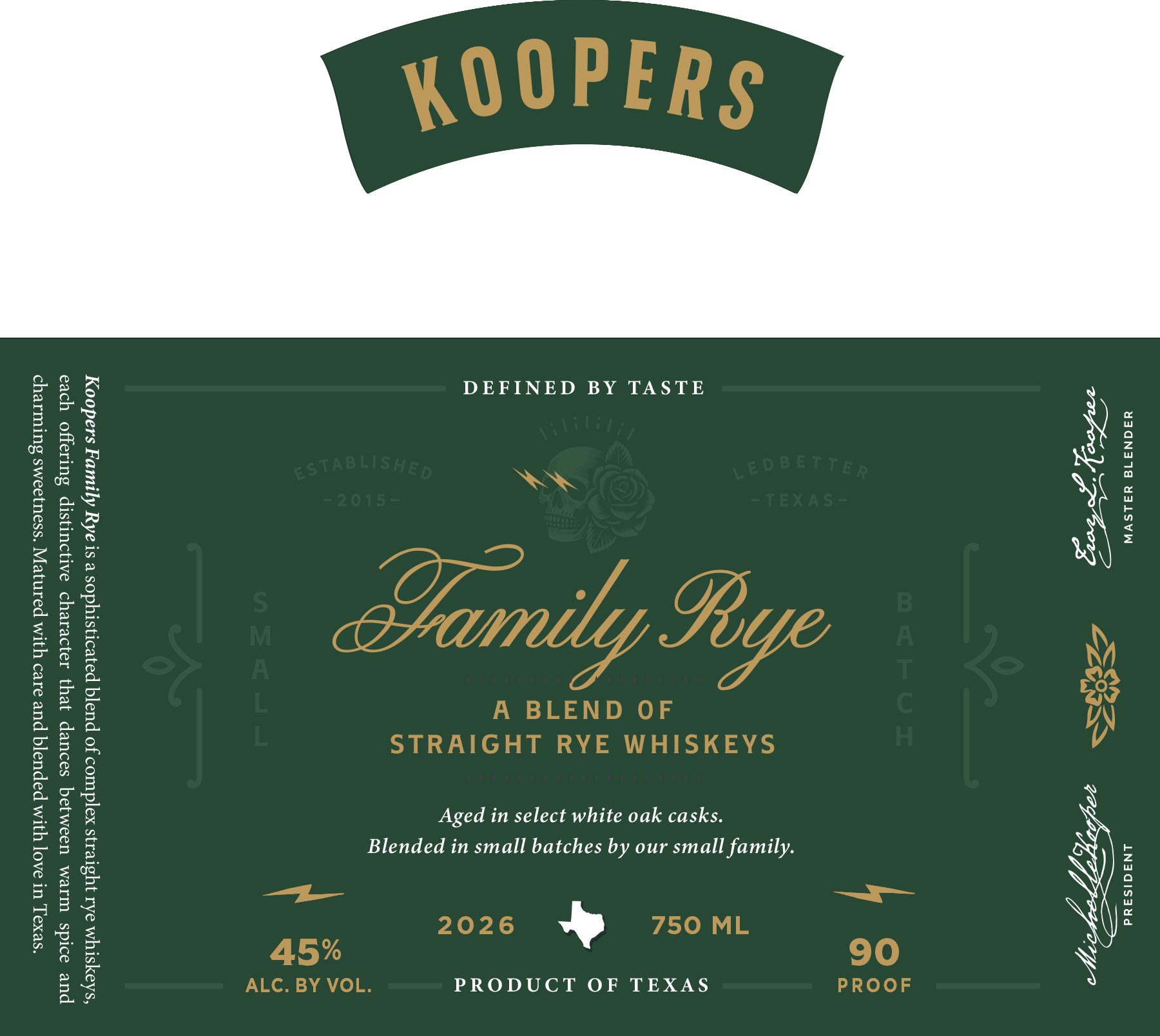 TABC label artwork for Koopers Family Rye