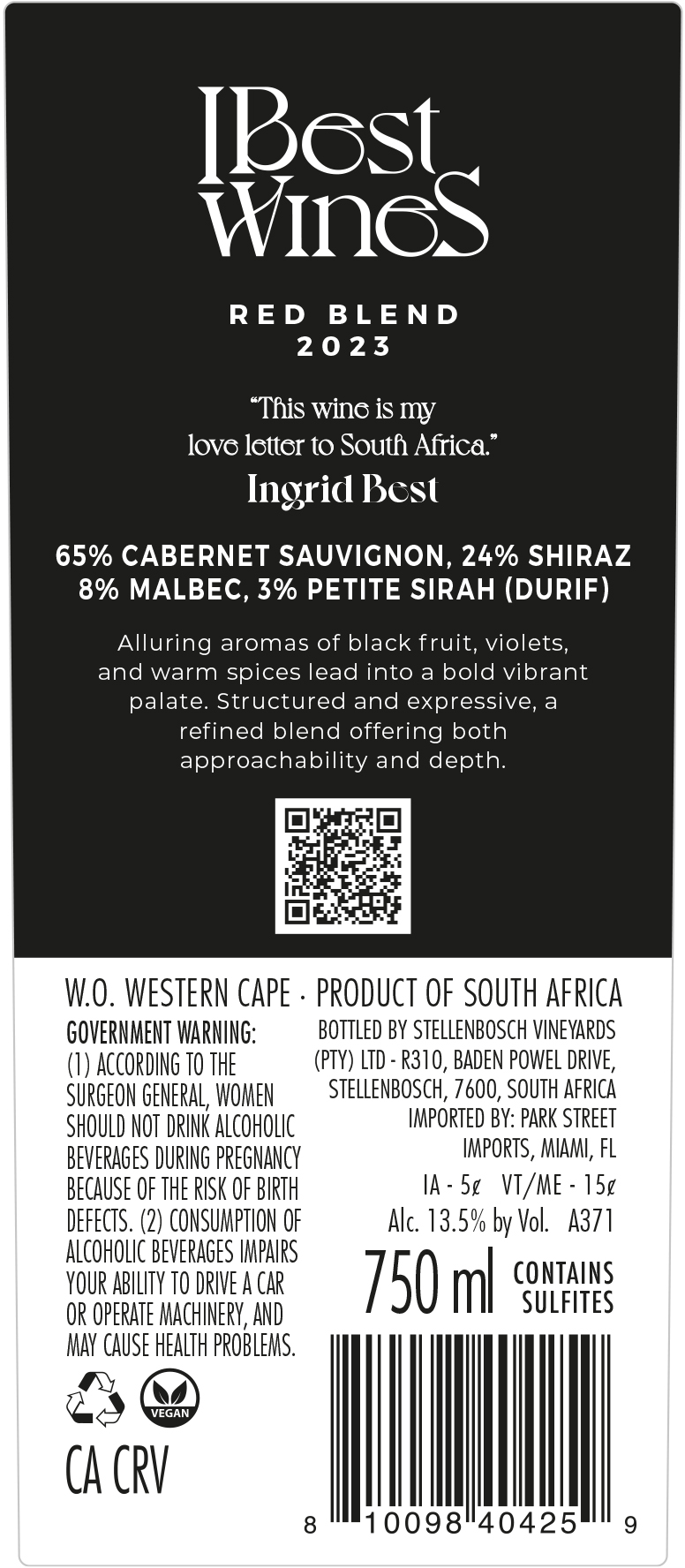 TABC label artwork for IBest Wines Red Blend 2023