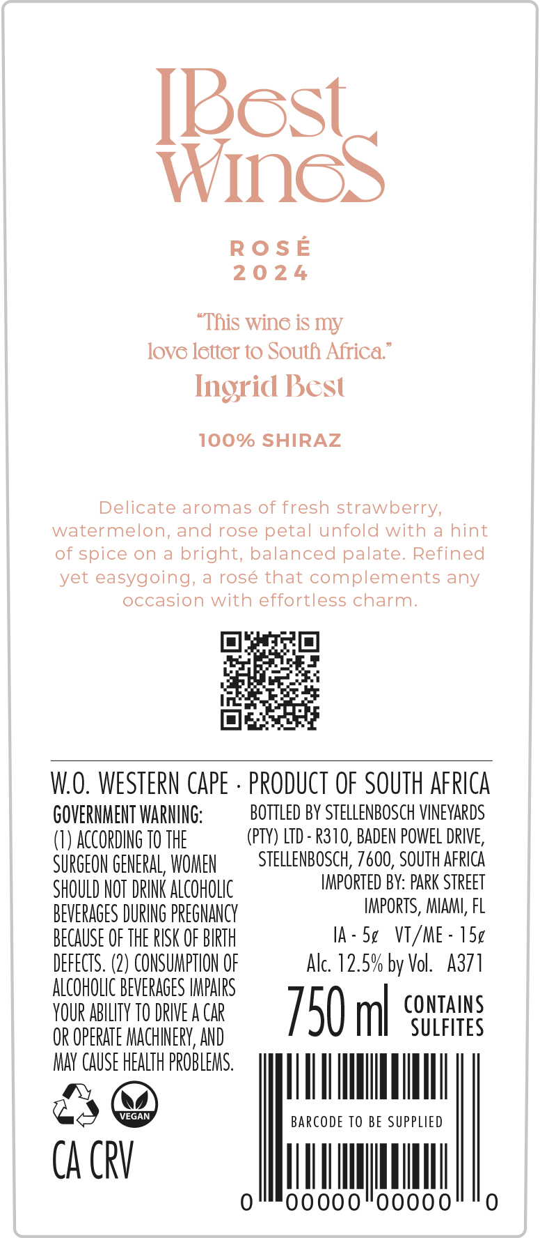 TABC label artwork for IBest Wines Rose 2024