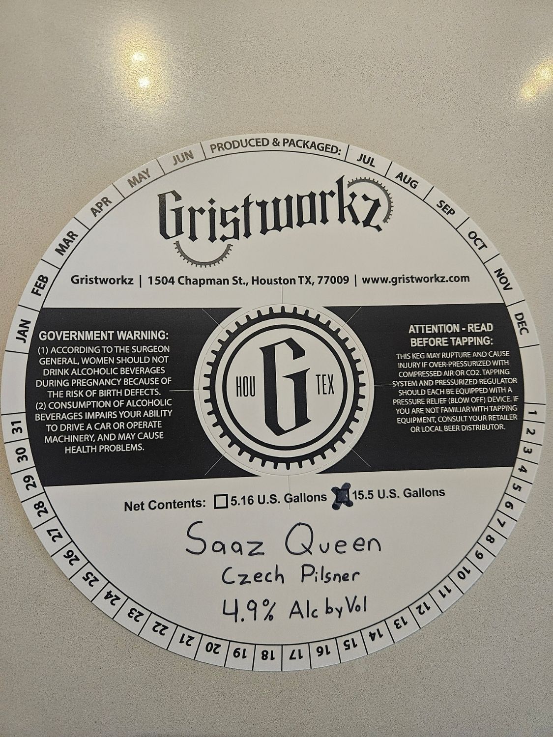 TABC label artwork for Saaz Queen