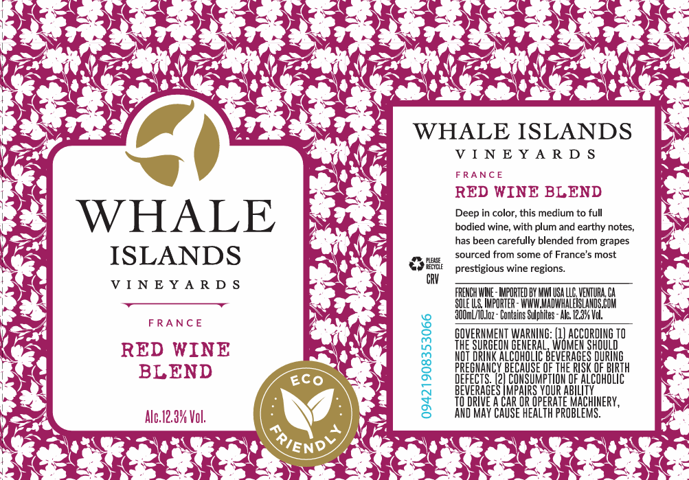 TABC label artwork for Whale Islands Vineyards Red Wine Blend