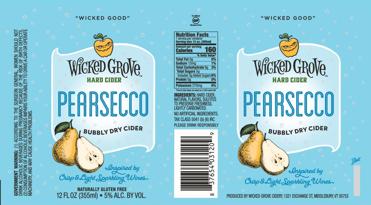 TABC label artwork for Wicked Grove Hard Cider Pearsecco