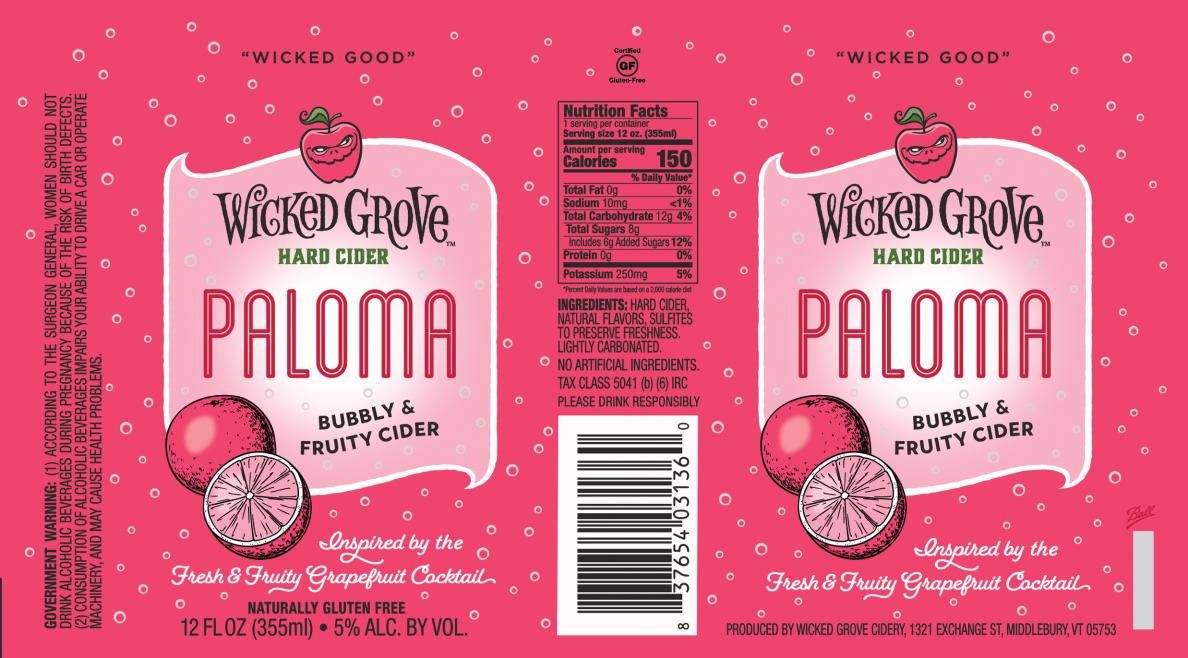 TABC label artwork for Wicked Grove Hard Cider Paloma