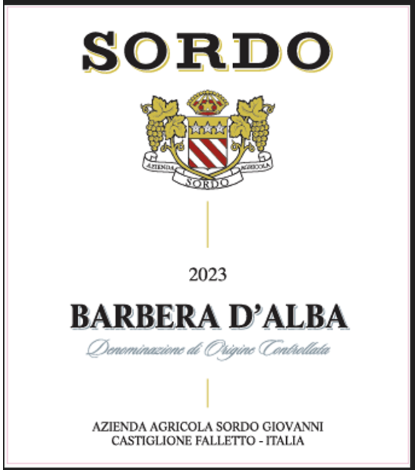 TABC label artwork for AZIENDA AGRICOLA SORDO GIOVANNI BARBERA D'ALBA DOC