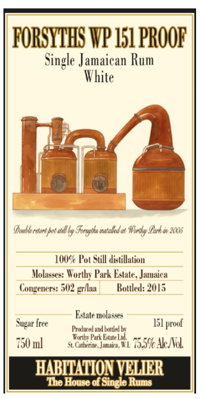 TABC label artwork for Habitation Velier Forsyths WP 151 Proof