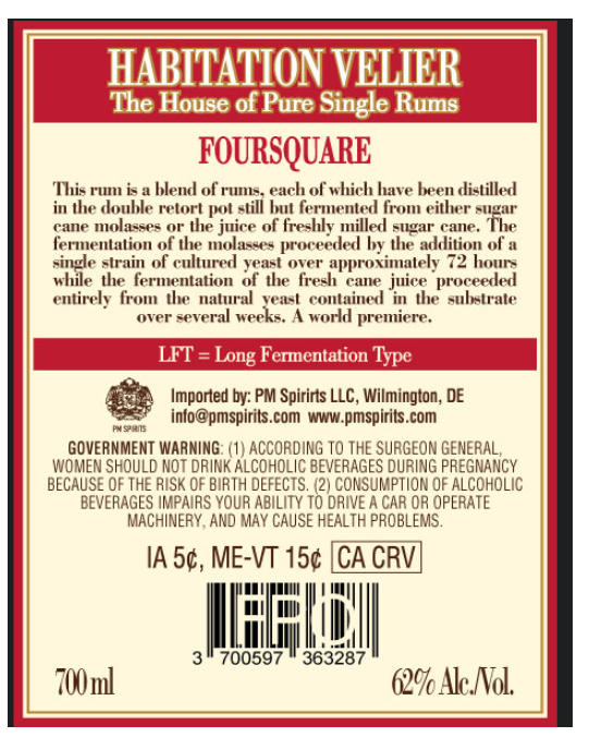 TABC label artwork for Habitation Velier Foursquare LFT White