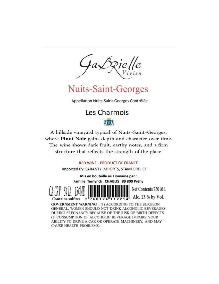TABC label artwork for GABRIELLE VIVIEN LES CHARMOIS