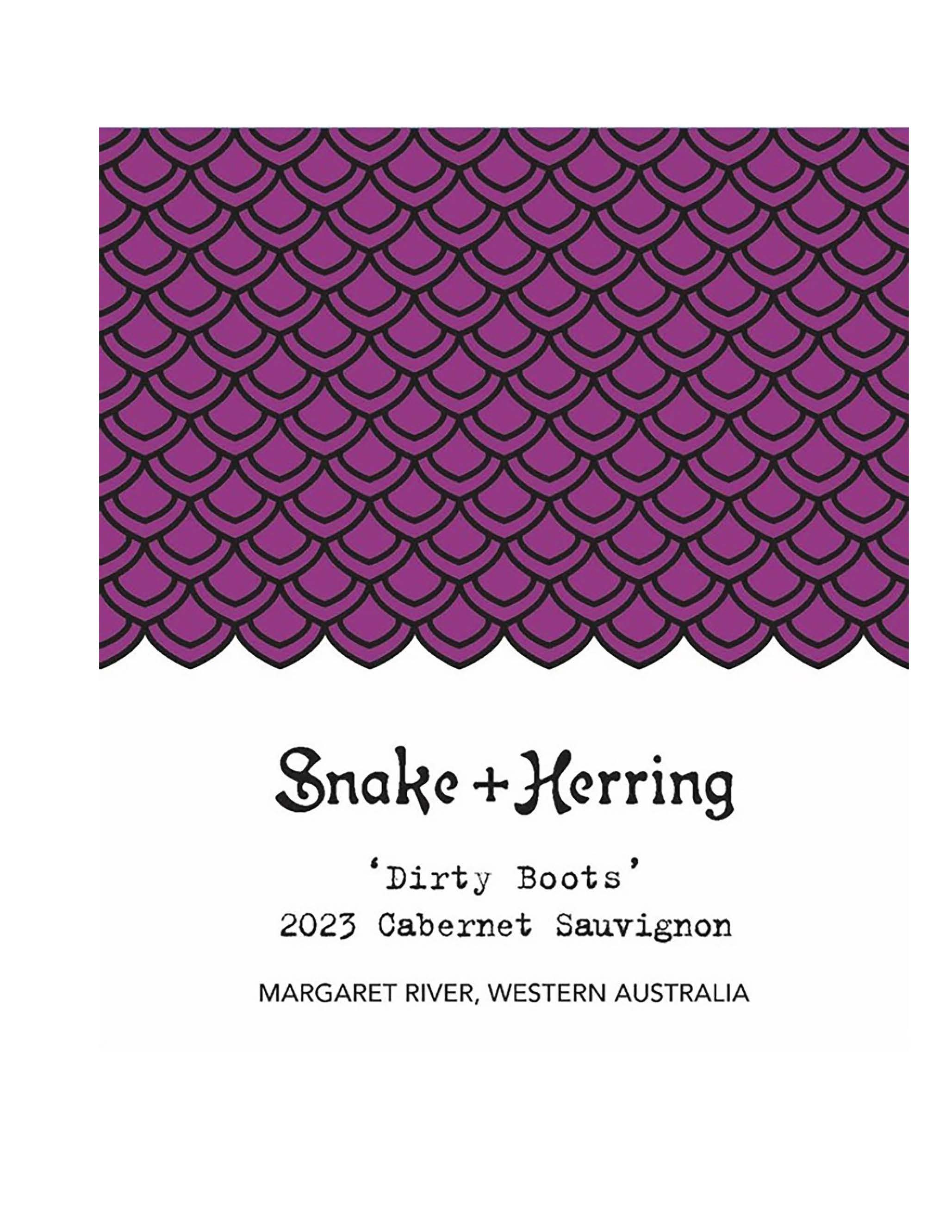 TABC label artwork for Snake & Herring Dirty Boots Cabernet Sauvignon