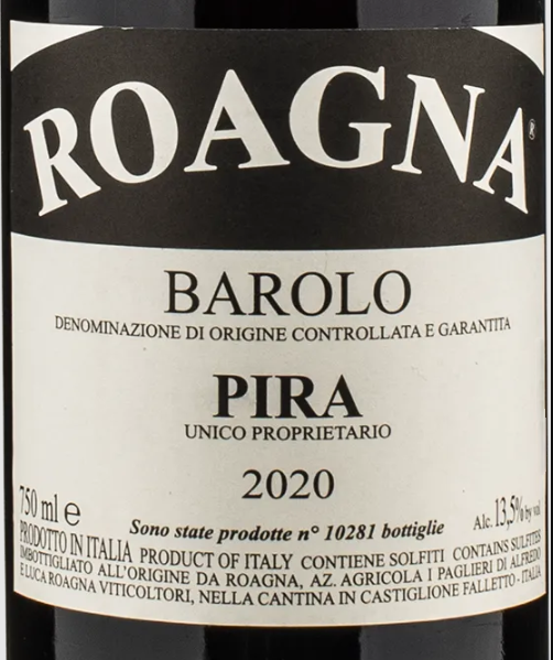 TABC label artwork for ROAGNA PIRA