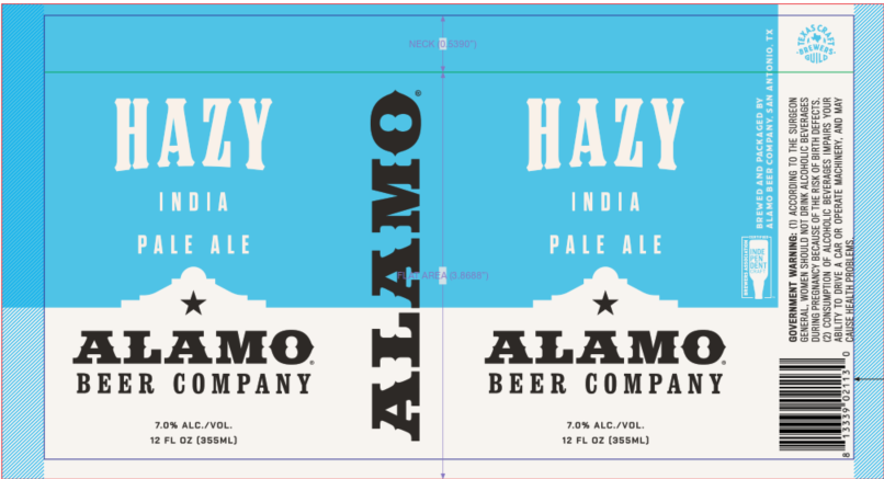 TABC label artwork for Alamo Hazy IPA