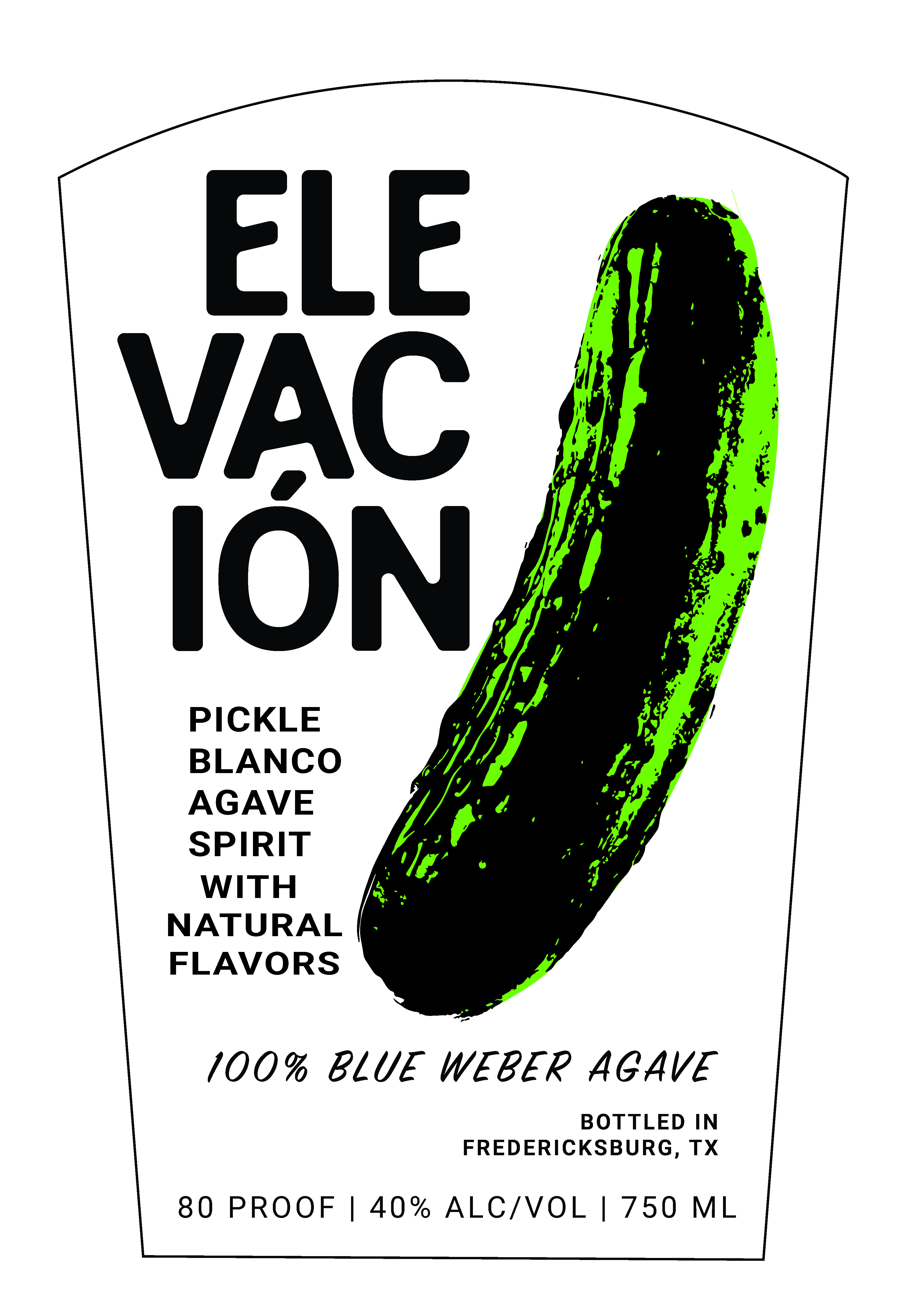 TABC label artwork for Elevacion Pickle Blanco Agave Spirit