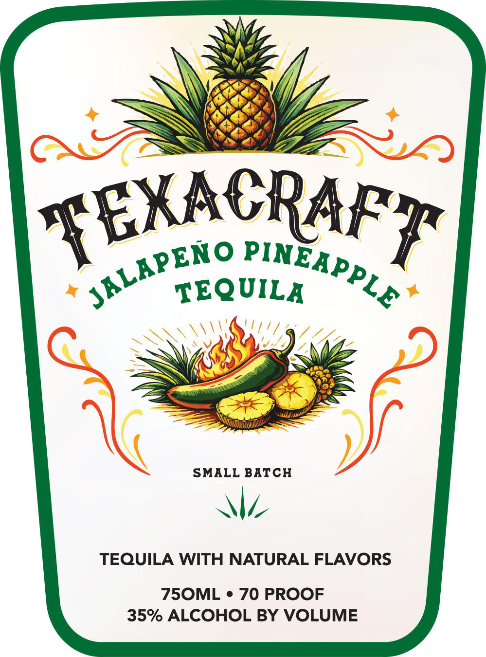 TABC label artwork for TEXACRAFT JALAPENO PINEAPPLE TEQUILA