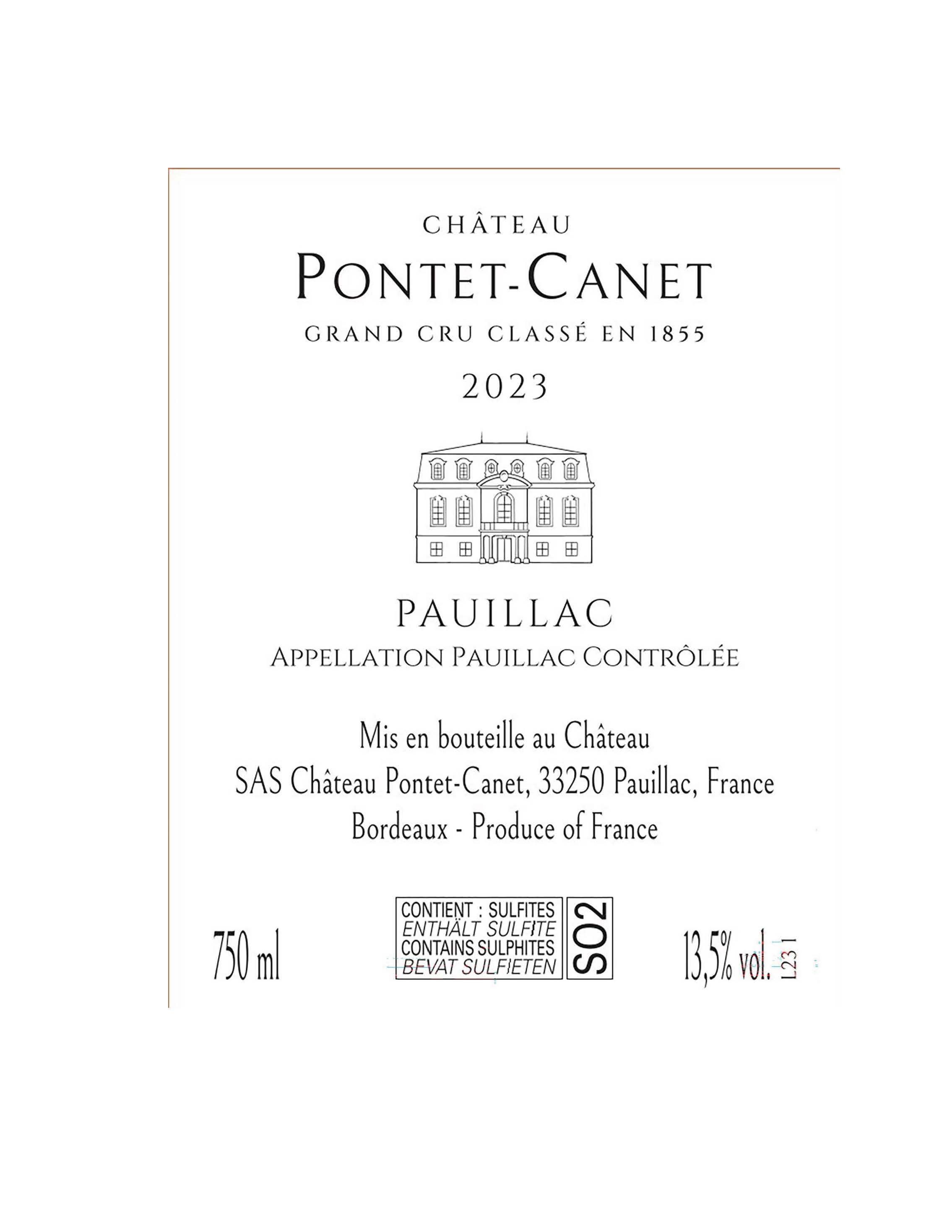 TABC label artwork for Chateau Pontet Canet Pauillac