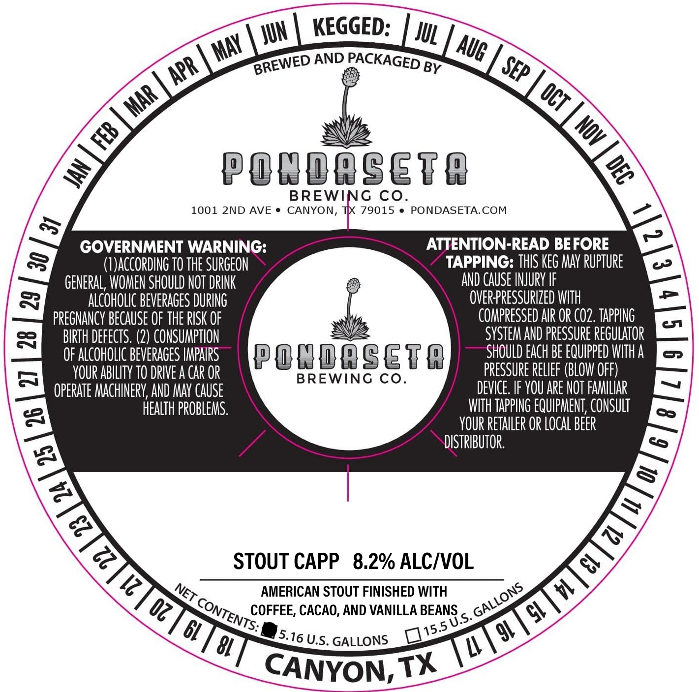 TABC label artwork for Stout Capp