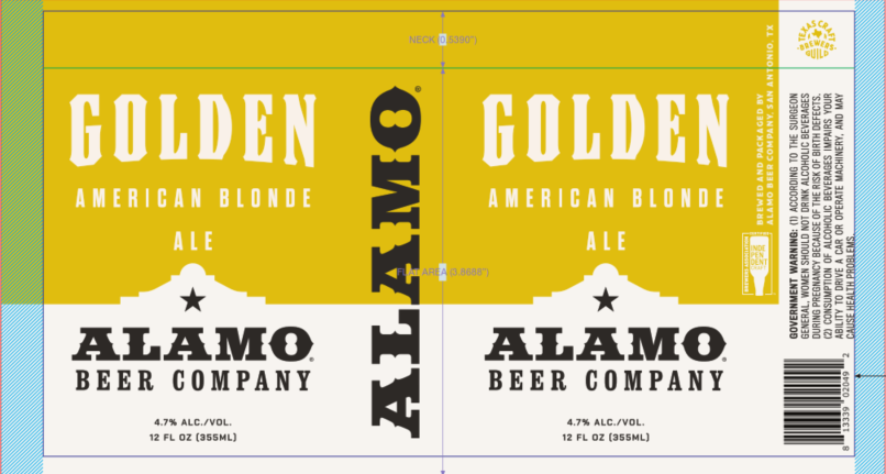 TABC label artwork for Alamo Golden Ale