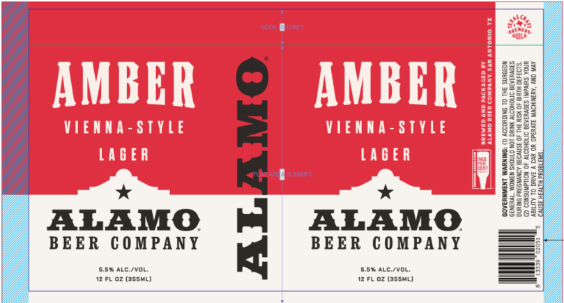 TABC label artwork for Alamo Amber Lager