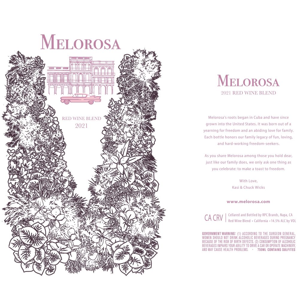 TABC label artwork for Melorosa Red Wine Blend 2021