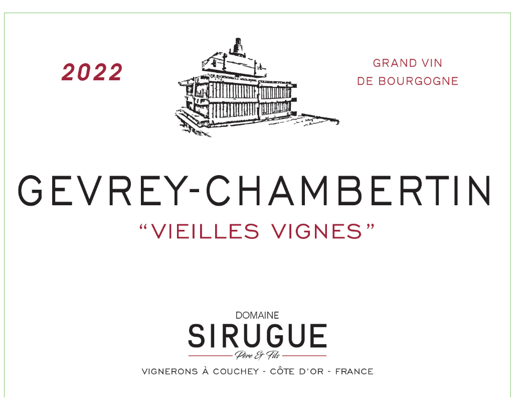 TABC label artwork for Domaine Sirugue Pere et Fils Gevrey-Chambertin Vieilles Vignes