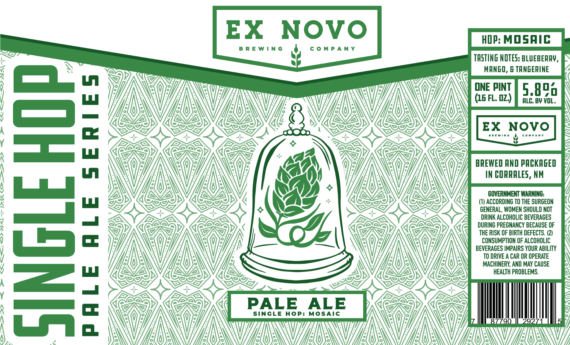 TABC label artwork for Ex Novo Single Hop Pale Ale