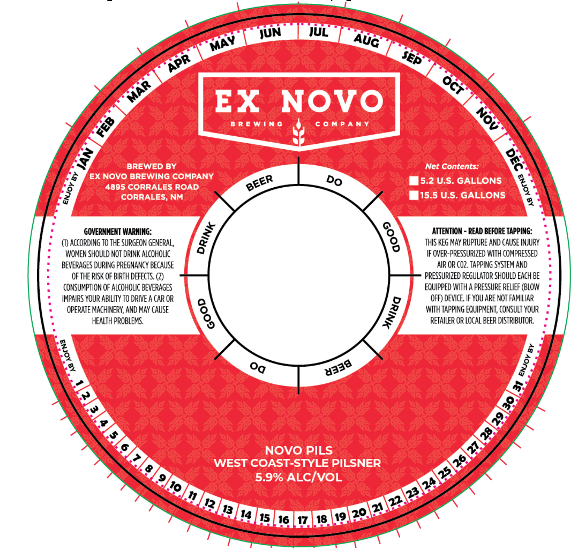 TABC label artwork for Ex Novo, Novo Pils Pilsner