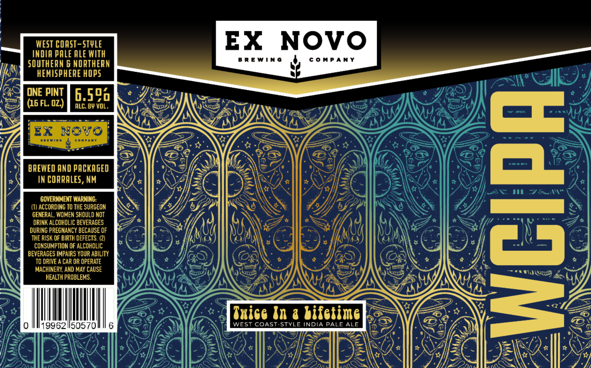 TABC label artwork for Ex Novo, Twice in a Lifetime IPA