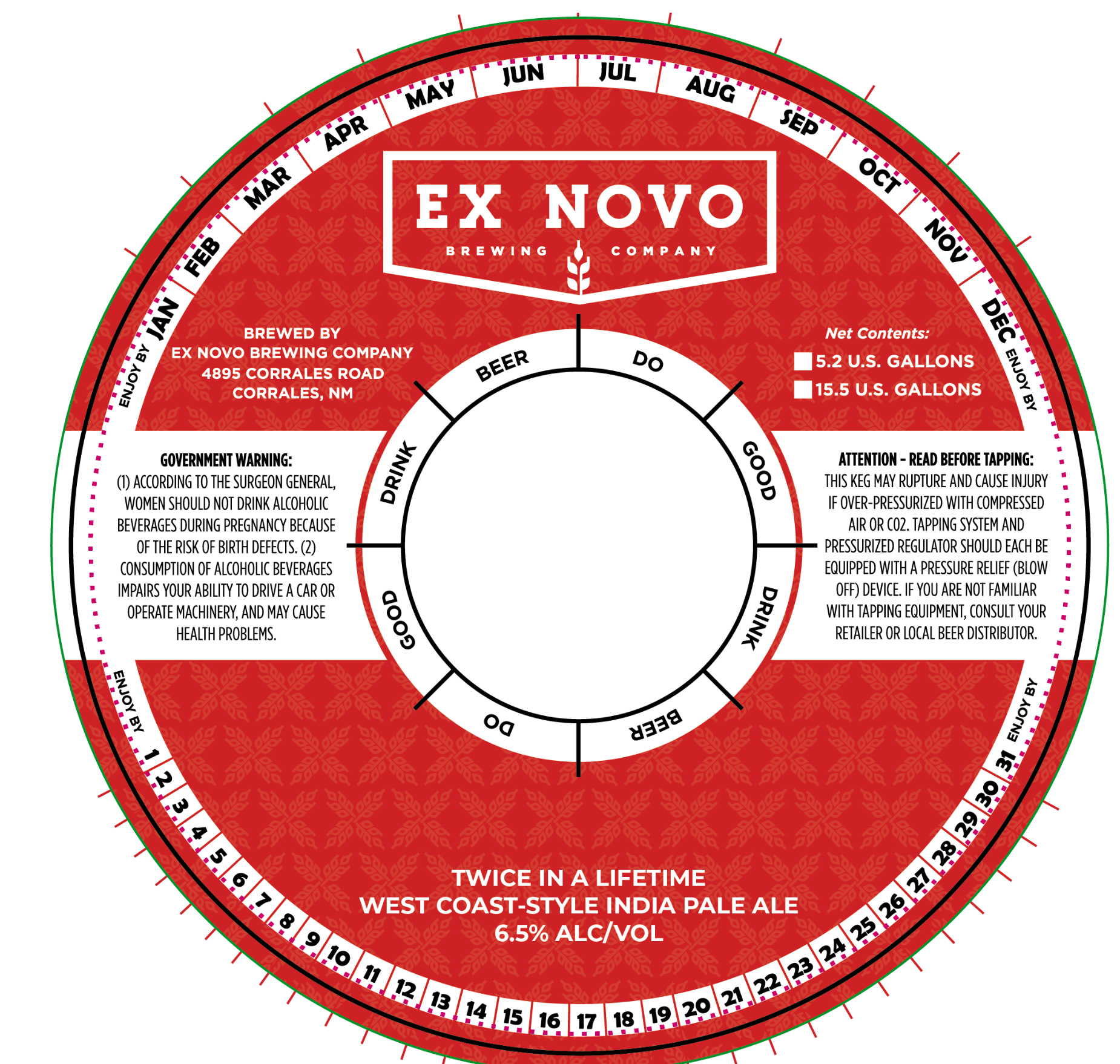 TABC label artwork for Ex Novo, Twice in a Lifetime IPA