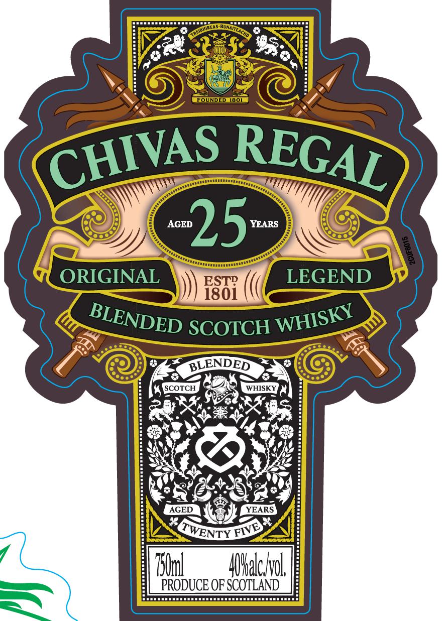 TABC label artwork for Chivas Regal 25 Years Old