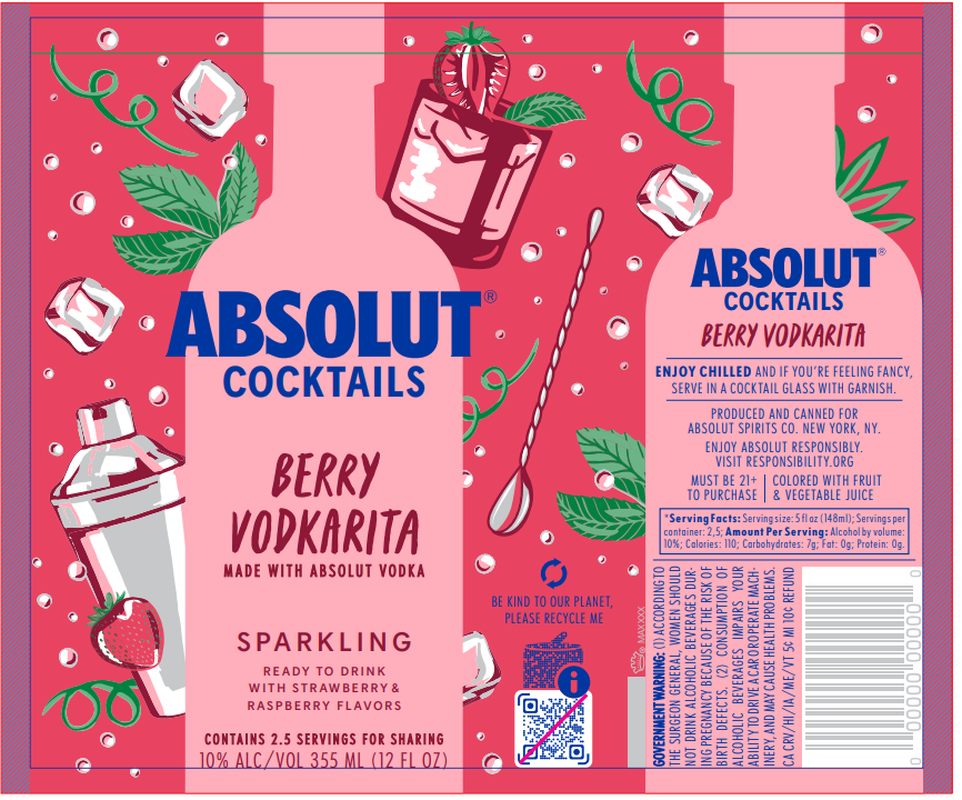 TABC label artwork for Absolut Berry Vodkarita