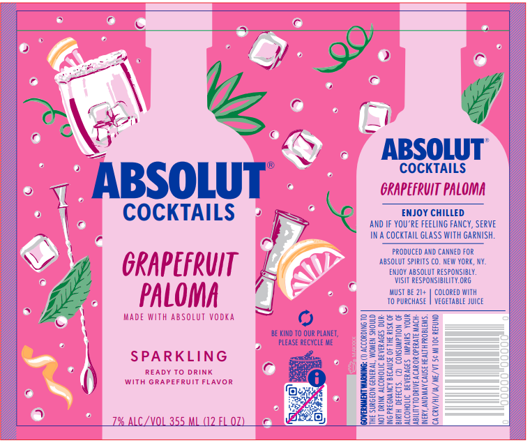 TABC label artwork for Absolut Grapefruit Paloma