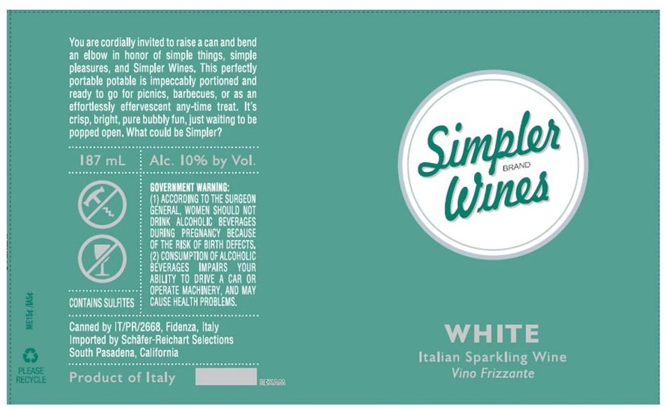 TABC label artwork for Simpler Wines White