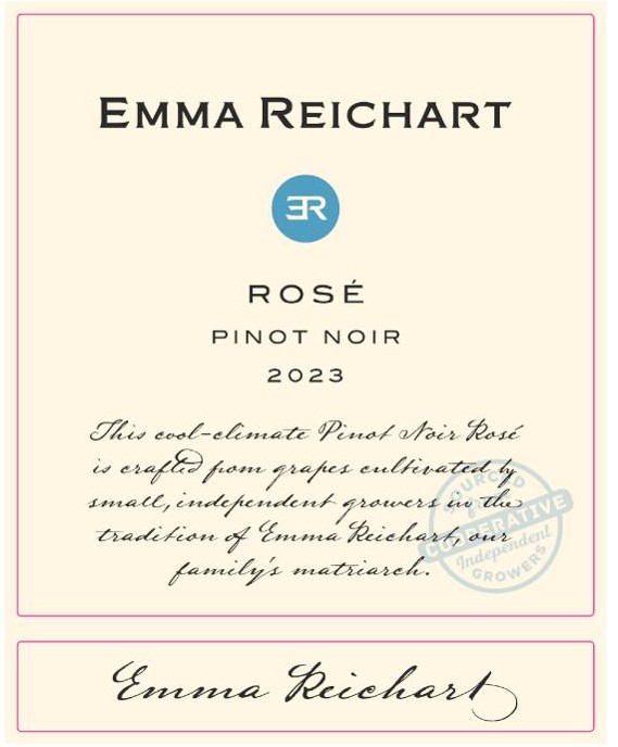 TABC label artwork for Emma Reichart Pinot Noir Rose