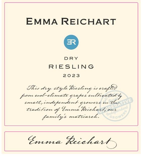 TABC label artwork for Emma Reichart Dry Riesling