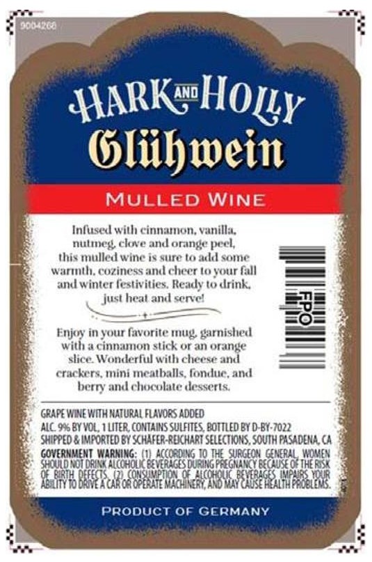 TABC label artwork for Hark and Holly Gluhwein